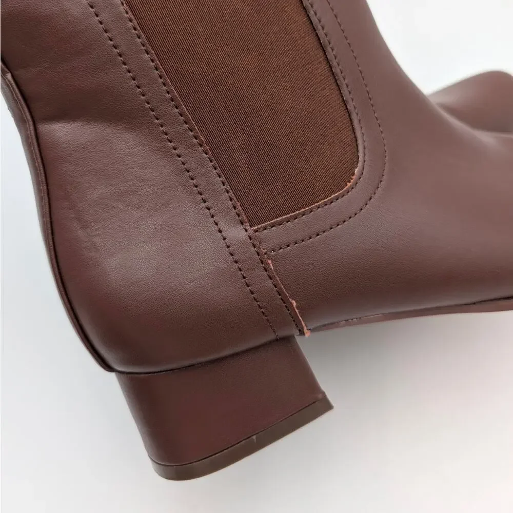 Chase + Chloe Junie Ankle Boots Elastic Panel Women's Cognac Brown Sz US8.5 EU39